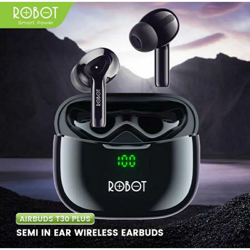 ROBOT TWS Wireles Earphone Airbuds T30 PLUS Original BT 5.3 Original Garansi 1 Tahun