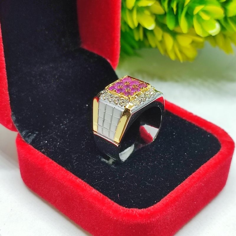 cincin copel ikat perak atas batu rubiy keliling berlian eropa asli harga murah langsung dari pengra