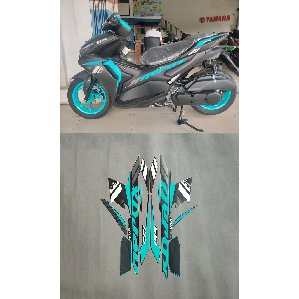 STIKER STRIPING & LIS BODY AEROX 2021 MATE GREY-ABU ABU