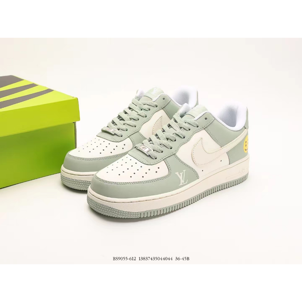 Louis Vuitton Air Force One Smiley Face Co branded Grey White Anti slip Wear resistant Low top Board