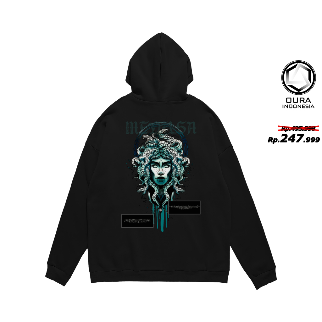 OURAStore MEDUSA'S MEMORIES - PREMIUM BLACK HOODIE | Hoodie Hitam Premium ( Pria dan Wanita )