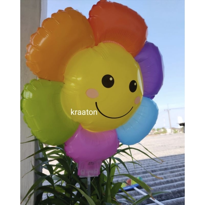 Balon matahari + stick tinggal tiup size tanggung dan stick nya bisa menyala lampu ( balon stick lam