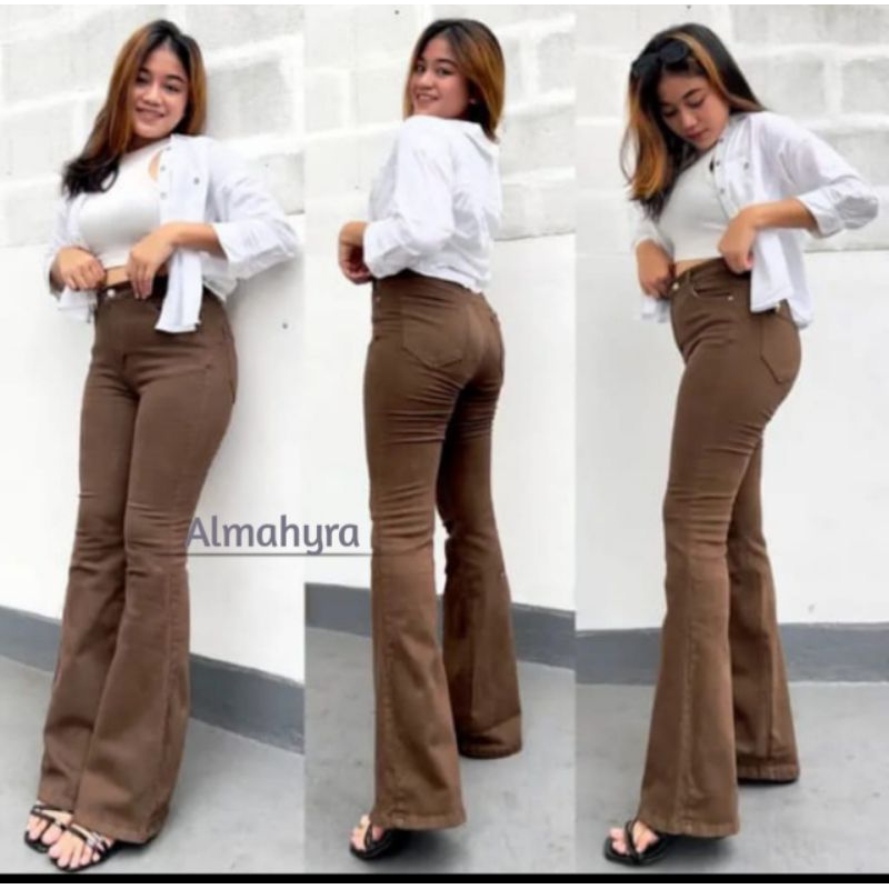 10111 Celana Jeans Wanita Higwaist Kantong-Celana Jeans Wanita Kekinian Model Pinggang Tinggi Kanton