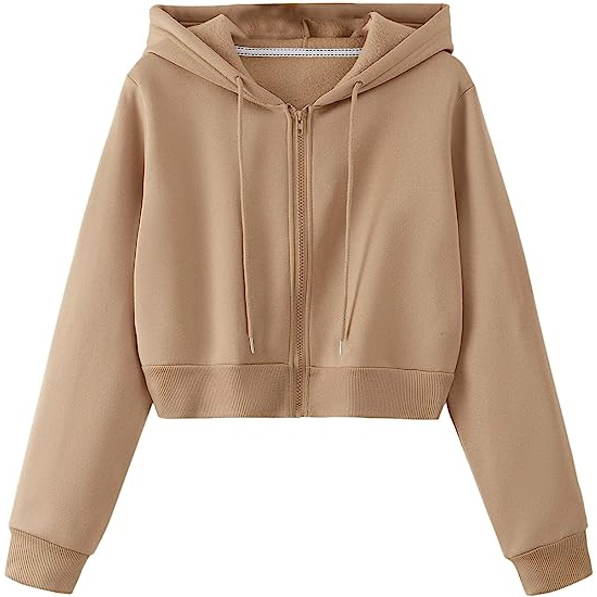 	 OBLO Sweater Crop Wanita Zipper Hoodie Crop Ukuran M L XL	