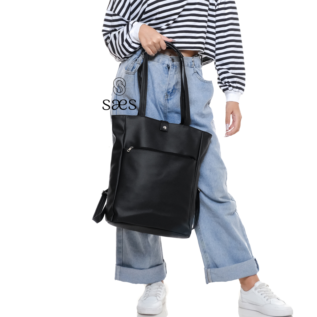	 SAES - Orpine Tas Kulit Multifungsi Totebag Backpack Totepack tas kuliah wanita	