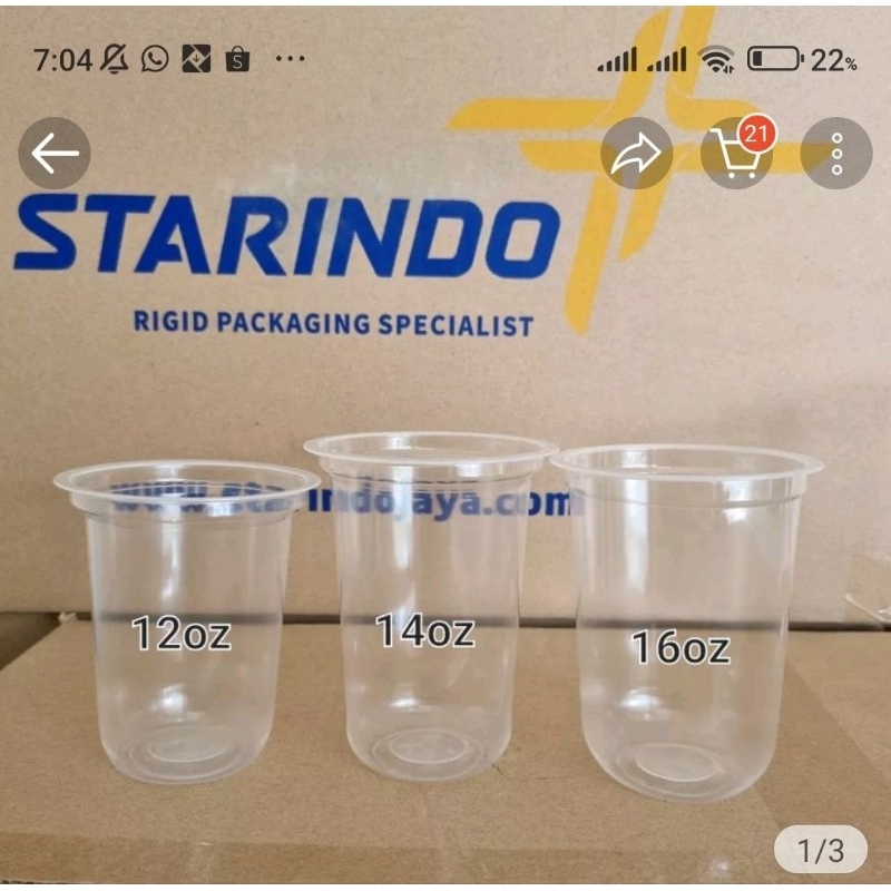 Gelas Plastik Oval 16oz Starindo (50pcs) / Gelas Oval 14oz Starindo (50pcs)