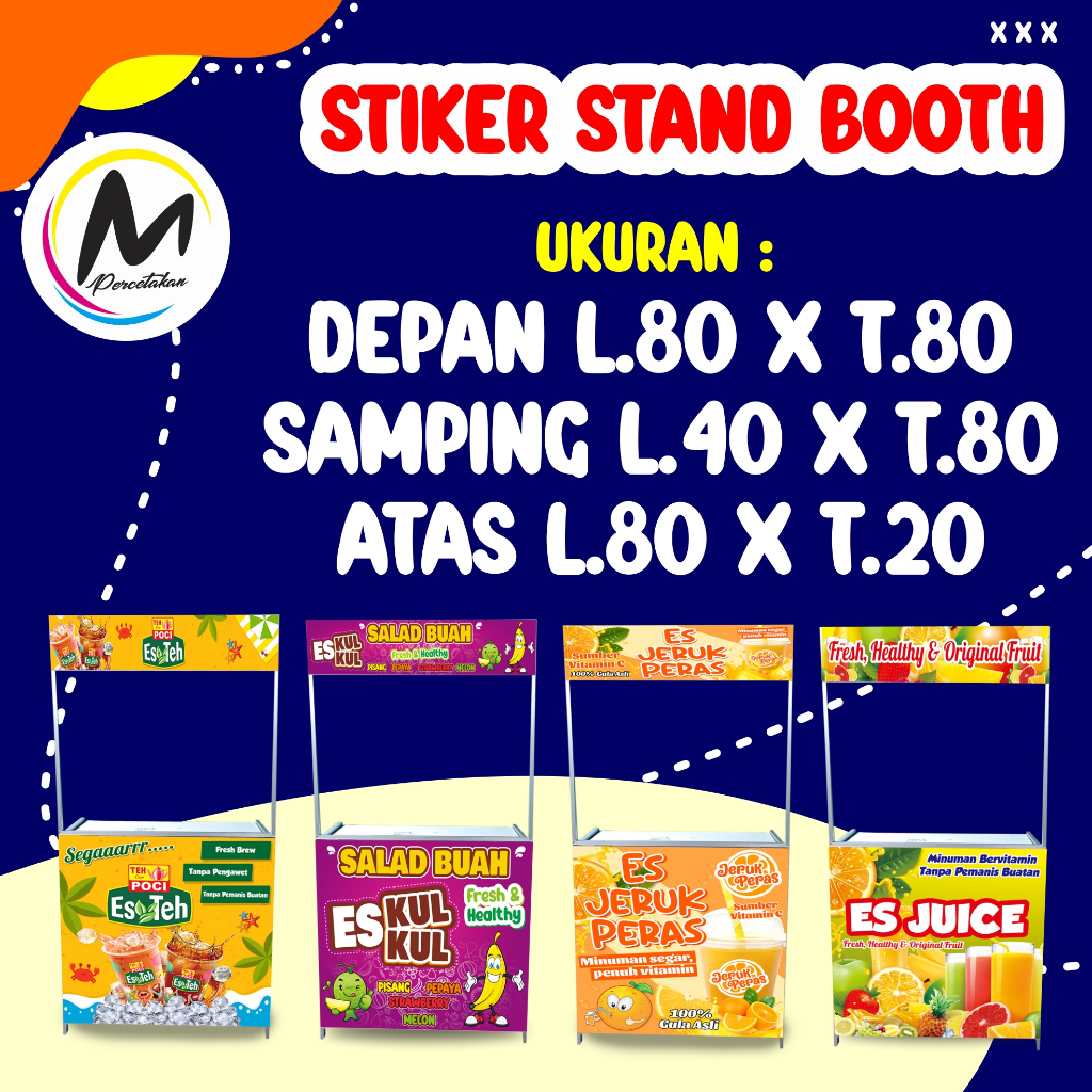 

CETAK STIKER BOOTH / STIKER MEJA LIPAT / STIKER GEROBAK LIPAT JUALAN