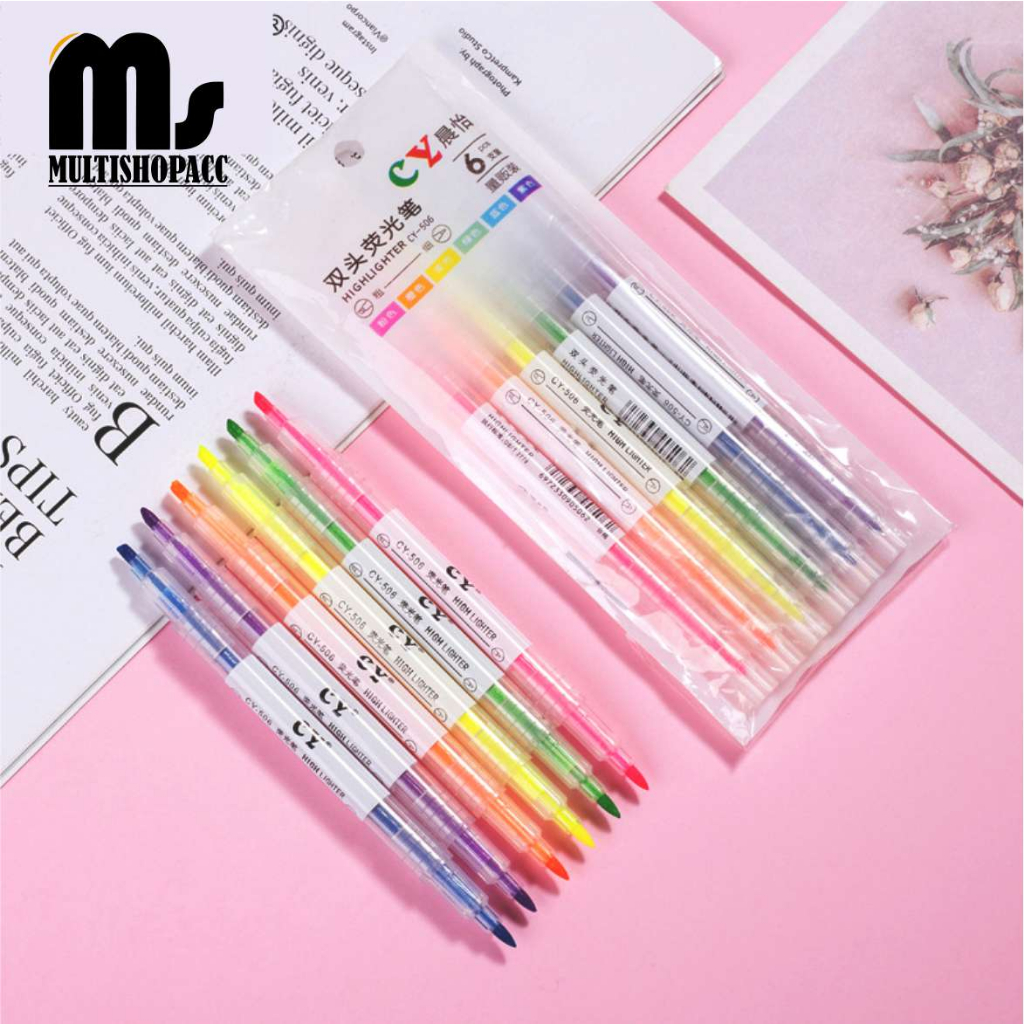 

Stabilo Warna Double Side Isi 6 In 1 / Set Highlighter Warna Dua Sisi