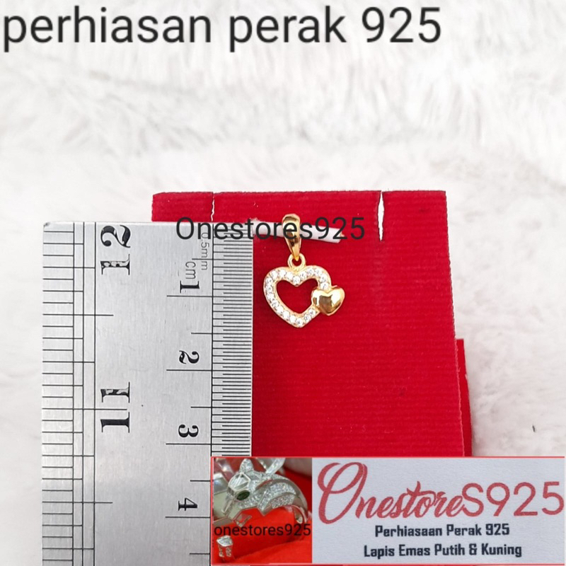 liontin perak 925 lapis emas kuning love
