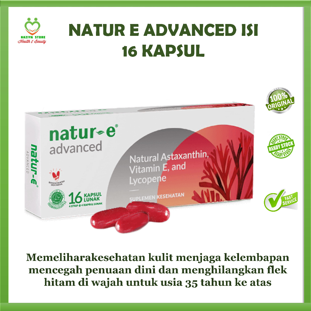 NATUR E ADVANCED Vitamin E Isi 16/Vitamin Kulit/Suplemen Kulit/Suplemen Kecantikan Isi 16 Kapsul