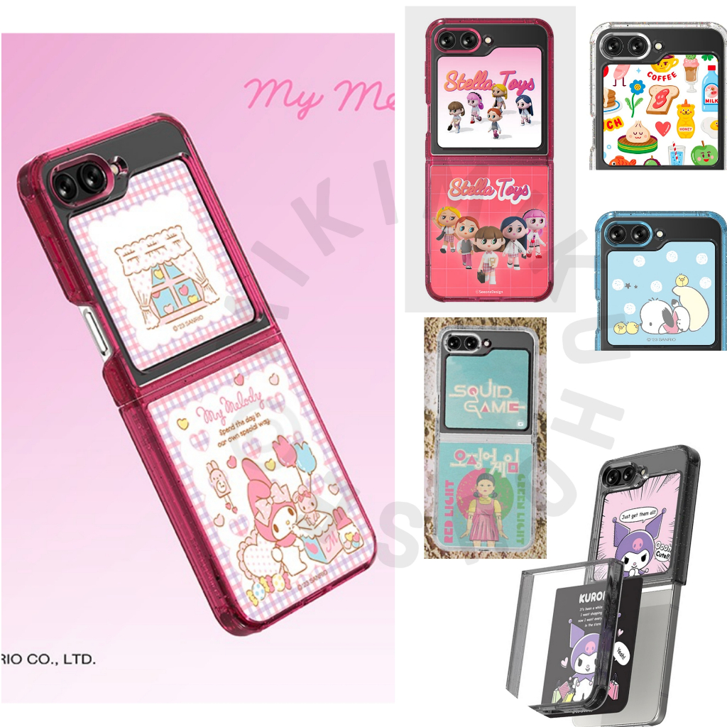 NFC CARD Z FLIP 5 SUIT CASE SET CASING ZFLIP5 SAMSUNG GALAXY KOREA KOREAN KUROMI OFFICIAL SANRIO HEL