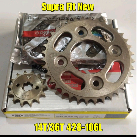 Choho Gear Paket Set Supra Fit New Revo Karisma Kirana Blade Supra X 125 New F1 428 14T 36T 106L Gea