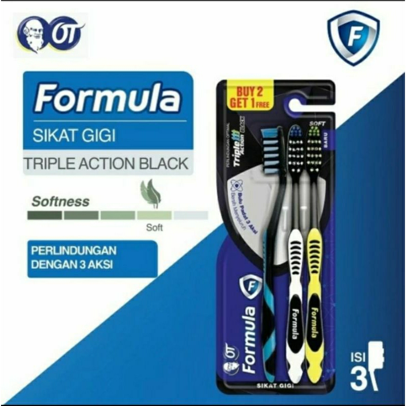sikat gigi formula triple action black 3 pcs
