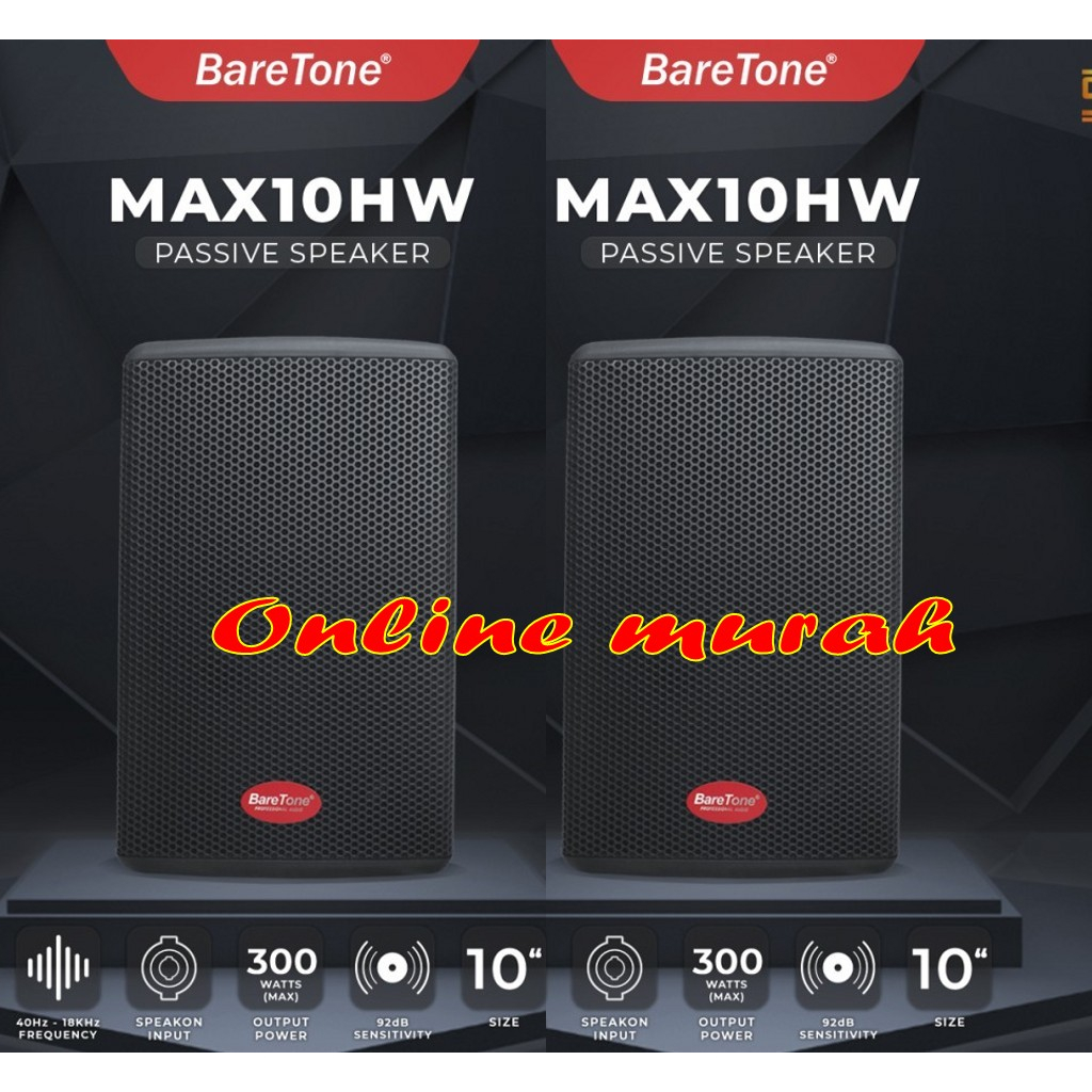 speaker pasif baretone max 10 hw / max10hw / max10 hw 2 buah 10 inch