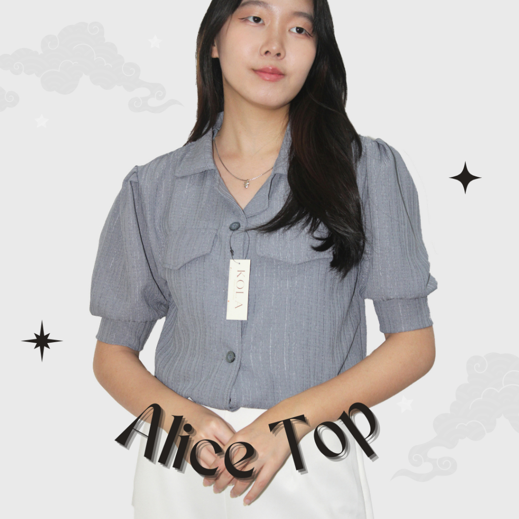 [KOLA] Alice Top - Kemeja Wanita Korea Crop Top Lengan Balon / Ngembung