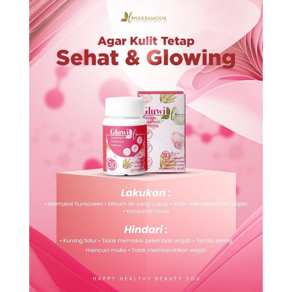 GLUWI HERBALOV | SUPLEMEN KECANTIKAN KOLAGEN | GLUWI SUPLEMEN COLLAGEN PENCERAH KULIT AMAN BPOM | KA
