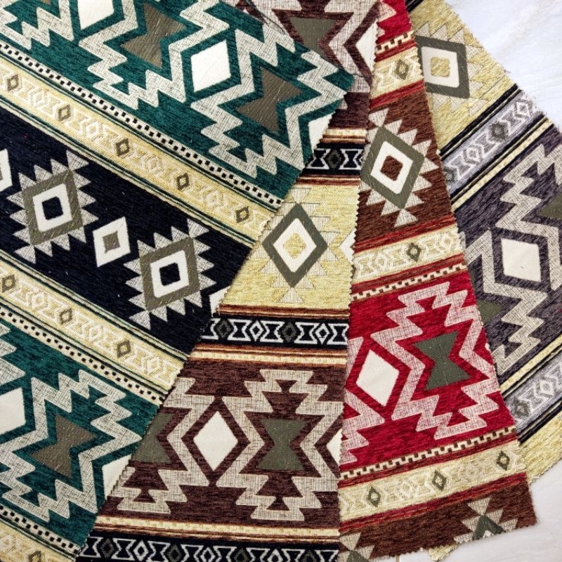 Promo Bahan Kain Chenille Premium Meubel Sofa Lesehan / Jok / Kursi Motif Batik Arab Salur Klasik -