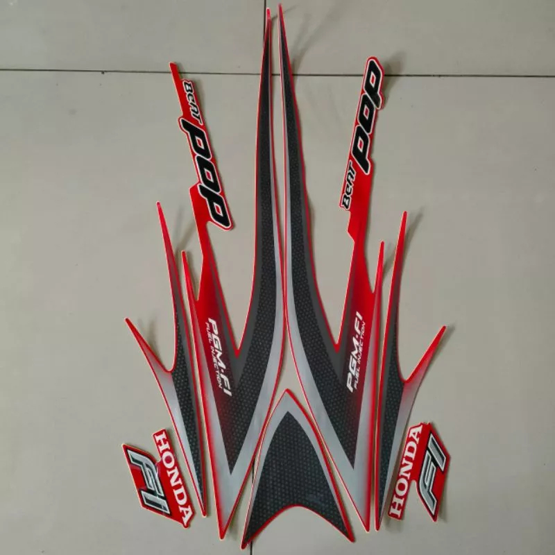 stiker striping honda beat pop 2015 merah lis body standar original