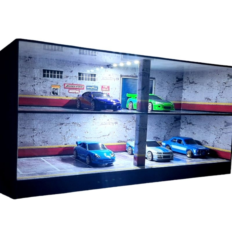 Diorama basement parkiran bengkel skala 64