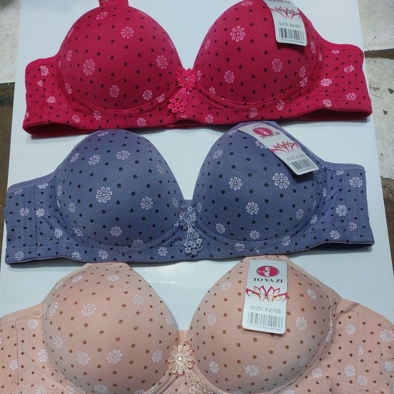 BRA TOYAZI 8095 MOTIF BUNGA/BRA WANITA KAIT 3 TANPA KAWAT/ NYAMAN DIPAKAI