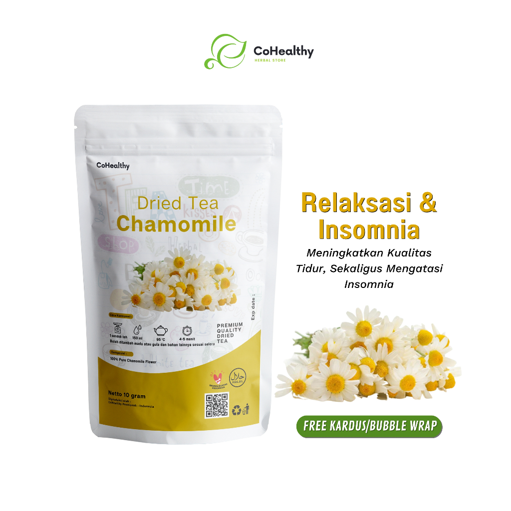 

Teh Bunga Chamomile Kering Organik Relaksasi Mengatasi Insomnia dan Kaya Antioksidan