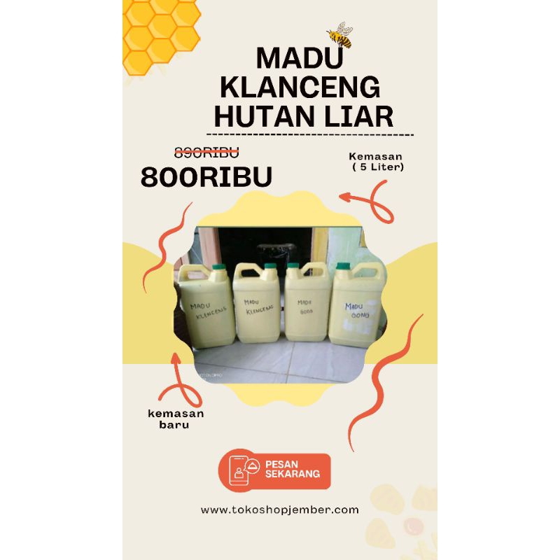 

MADU KLANCENG HUTAN JERIGEN ( 5 Liter)