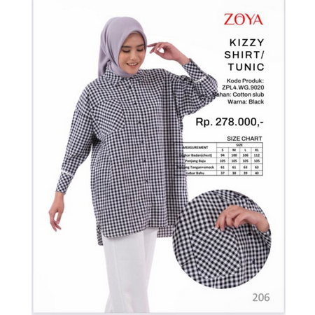 ZOYA BAJU BUSANA ATASAN MUSLIMAH KIZZY TUNIC MOTIF