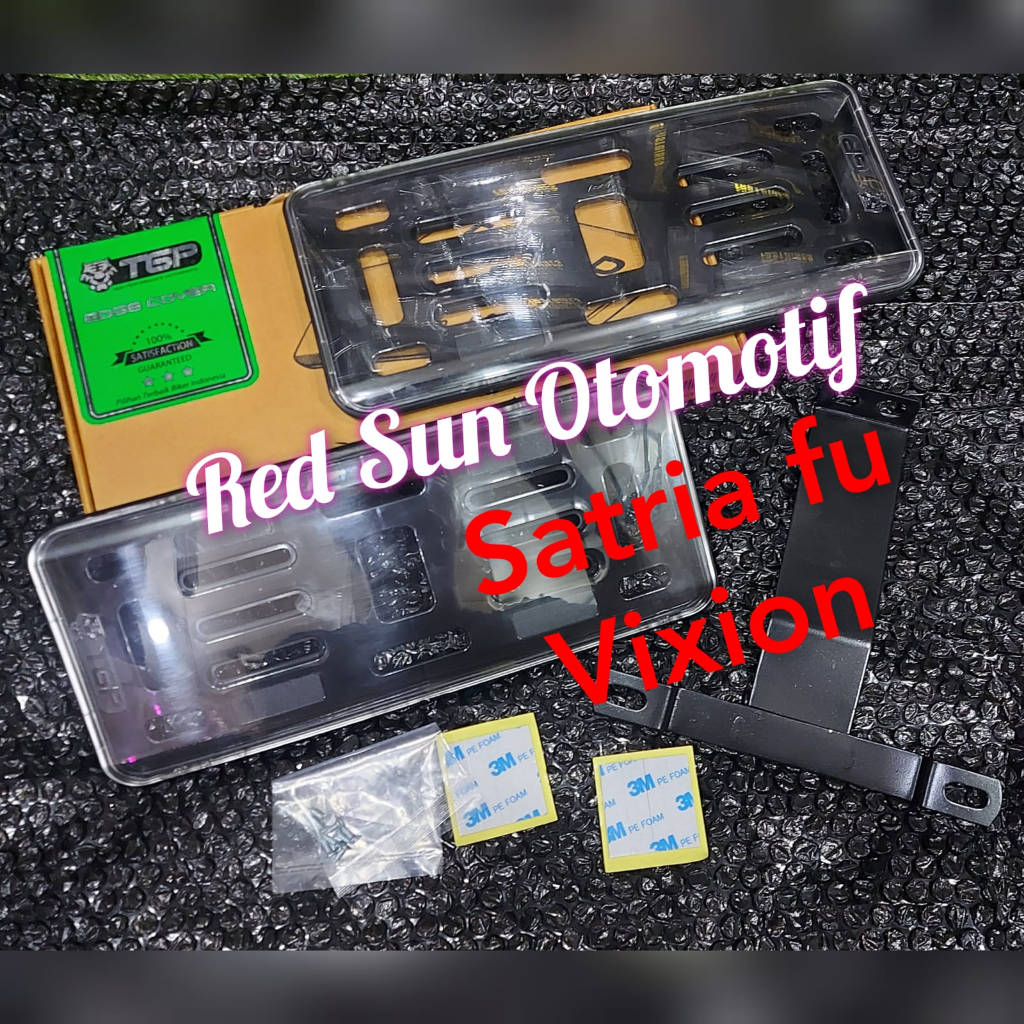 Cover dudukan Plat Nomor motor akrilik + Breket plat no Vixion Satria Fu