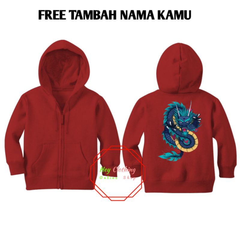 (BISA COD) JAKET SWEATER ZIPPER HOODIE ANAK GAMBAR NAGA