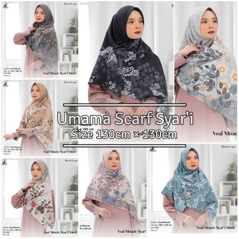 Segi Empat Motif Syra'i / Umama Scarf ukuran jumbo 130cm  / Voal Miracle Premium