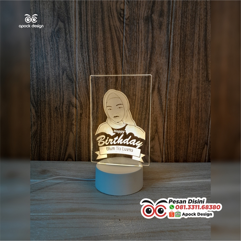 Lampu Tidur Akrilik Custom Foto/Vector/Tulisan