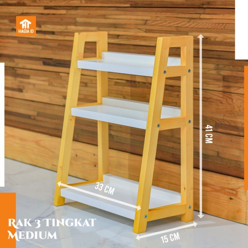 Rak 3 Tingkat Medium | Rak Serbaguna | Rak Kayu Aesthetic