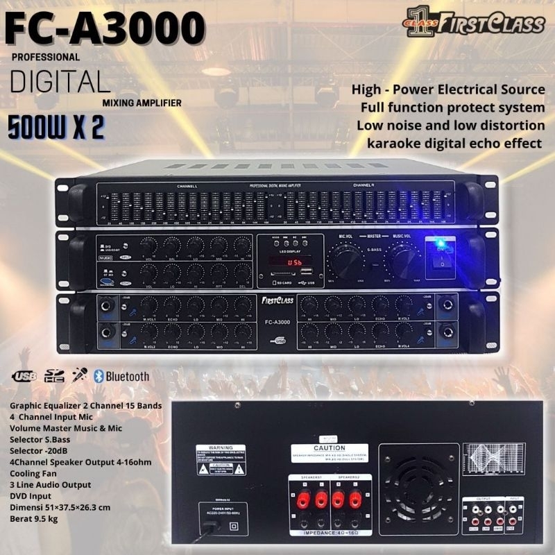 AMPLIFIER FIRSTCLASS FCA3000 DENGAN EQUALIZER NEW