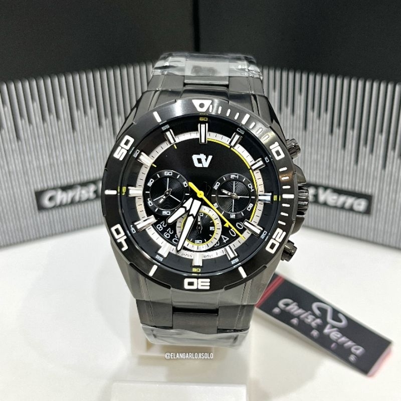JAM TANGAN PRIA CHRIST VERRA CV C 21842G-16 BLK STAINLESS ORIGINAL