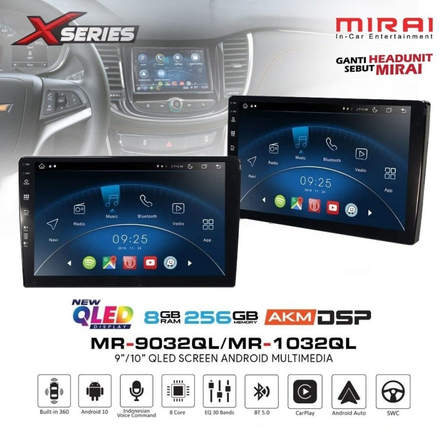 MIRAI MR- 9032QL X Series 8/256 GB 9 Inch Headunit Android MR 9032QL - 9 Inch