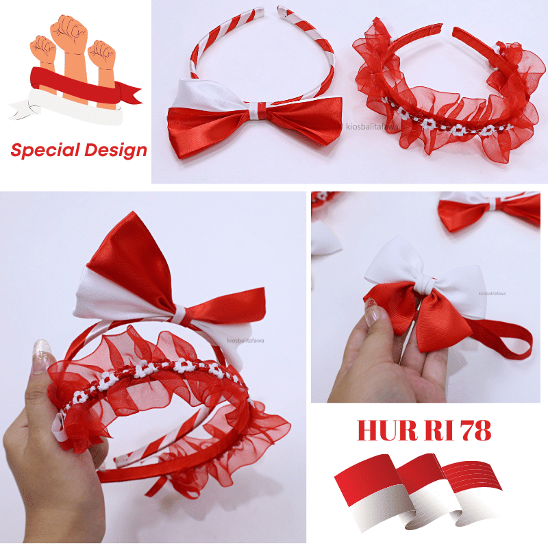 Special 17 Aug | Bando Merah Putih Bayi - Anak Perempuan / Bandana HUT RI Agustusan Merdeka 17 1945 Agustus Aksesoris Rambut Anak Kemerdekaan Kiosbalitaaprillia