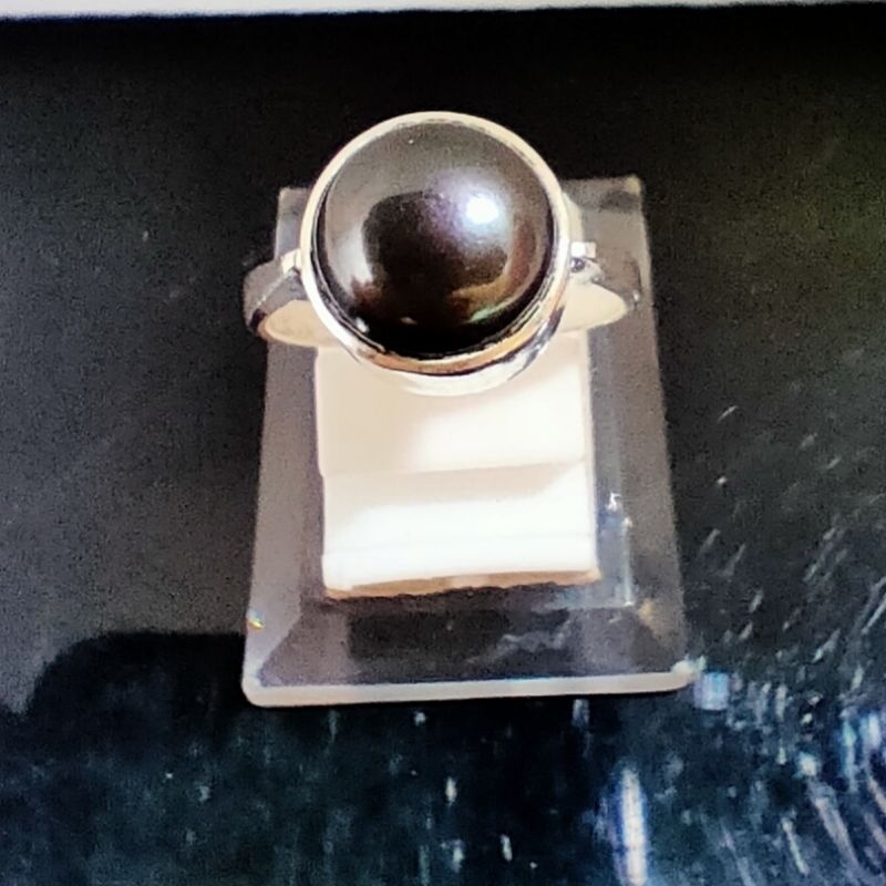 Cincin Cewek Perak Batu Mutiara Hitam