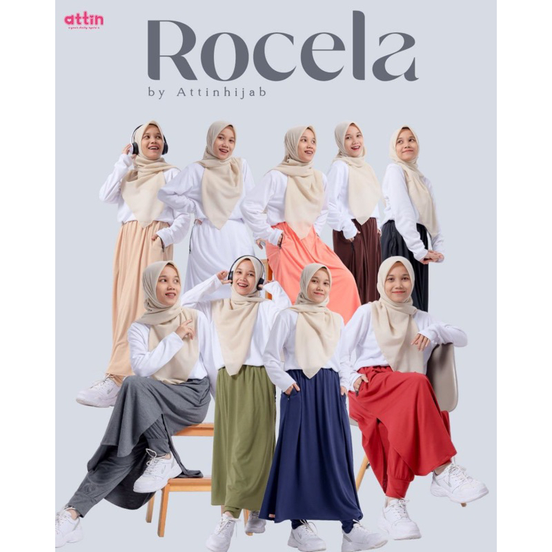 Rocela Saku Resleting Zipper Rok Celana Olahraga Wanita Muslimah Dalaman Gamis Bahan Cotton Kaos Rayon