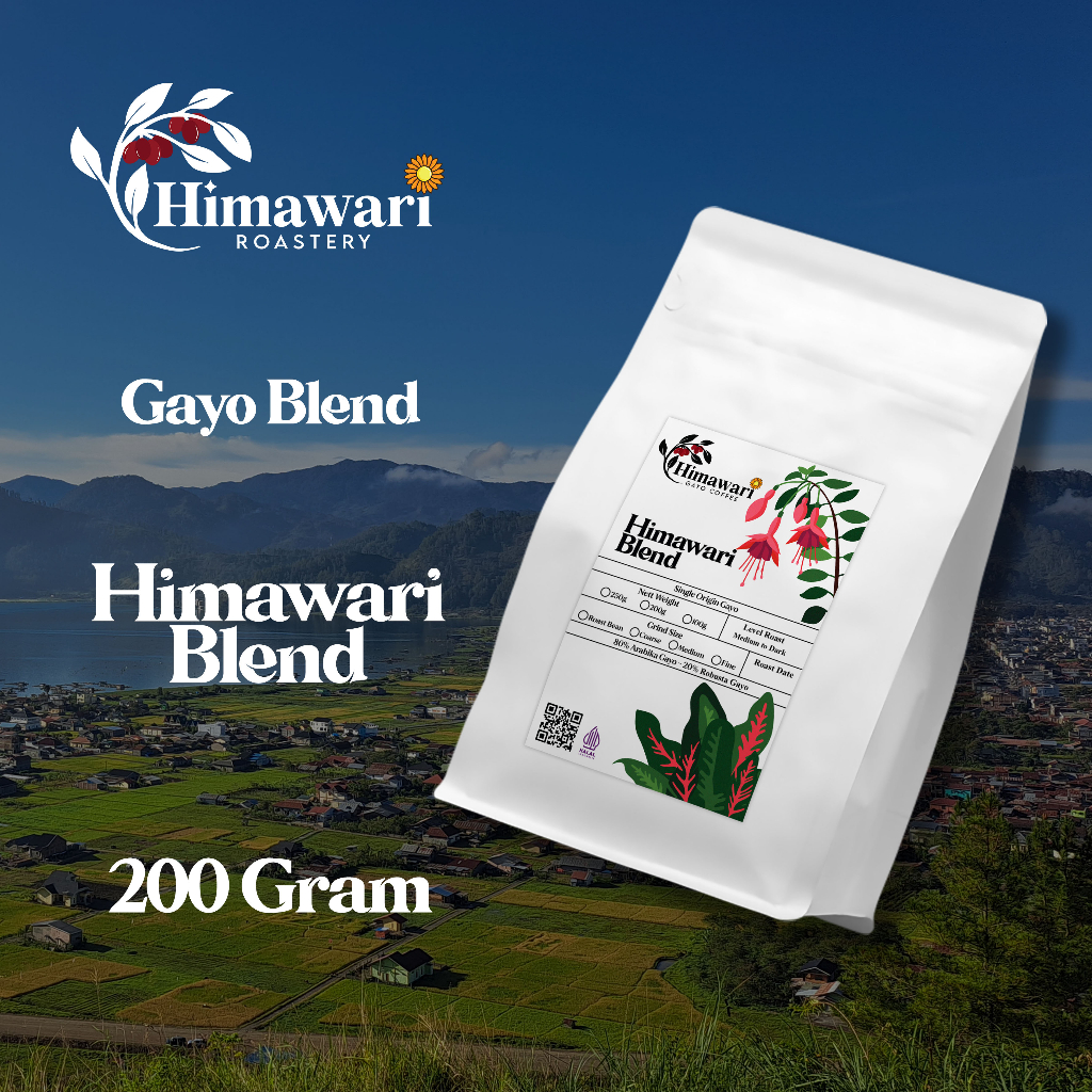 

Kopi Gayo Aceh Himawari Blend Roast Bean dan Bubuk Kopi 200 gram