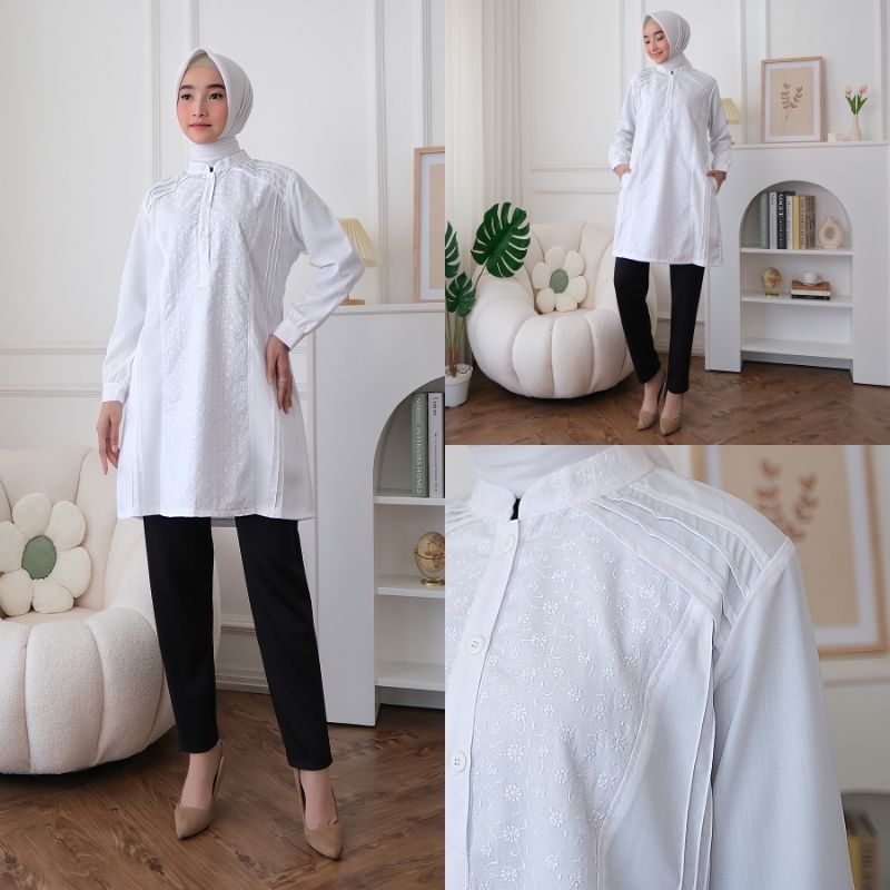 Vitas Tunik Baju Atasan Wanita Tunik Putih Muslim Kerja Kantoran Guru Terbaru