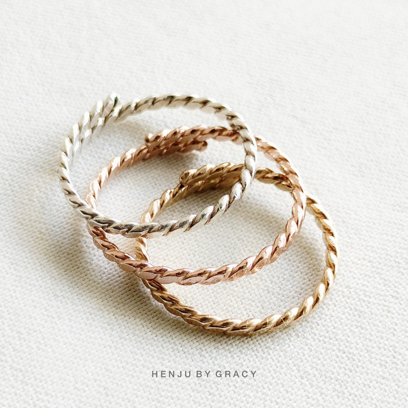 HENJU BY GRACY | Twisted Ring | Cincin Ulir | 14k Gold Filled | Rose Gold Filled | 925 Sterling Silv