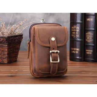 Tas Pinggang HP Asli Kulit Sapi - Waistbag Pria Kulit Crazy Horse