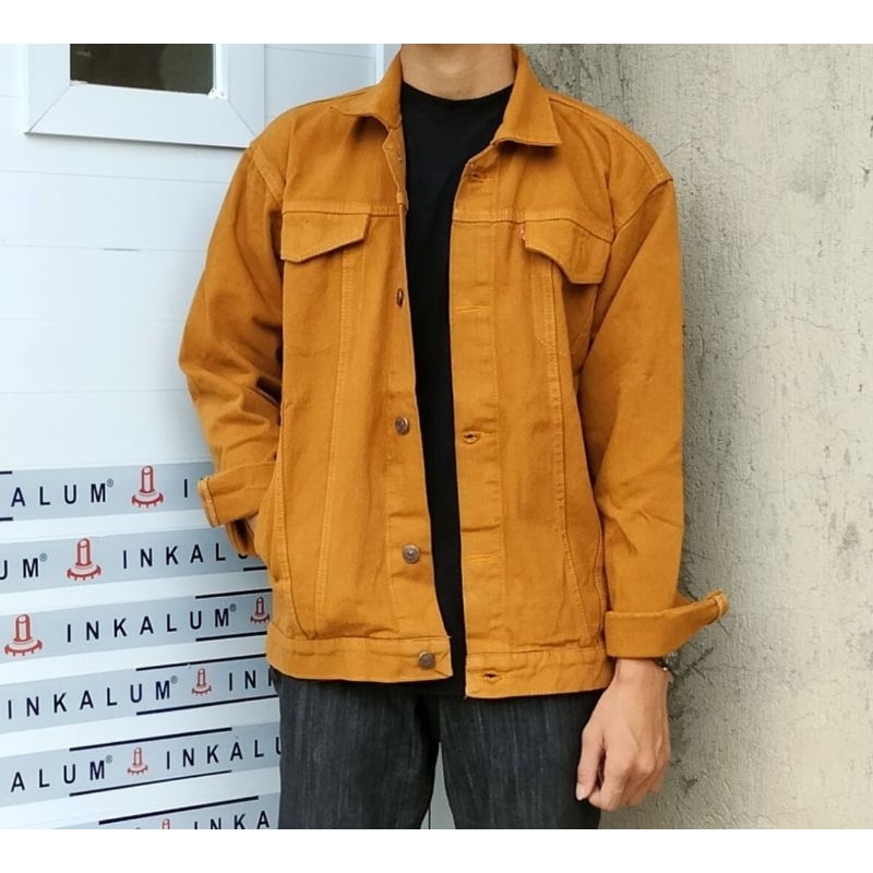 JAKET JEANS Pria POLOS DENIM KUNING MUSTARD