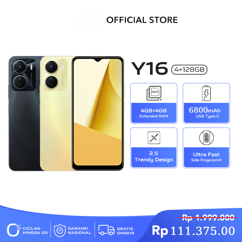 [NEW ARRIVAL] Y16 (12/512) - 6800mAh + USB Type-C, RAM 8GB+4GB Extended, ROM 512GB, Ultra Fast Side 