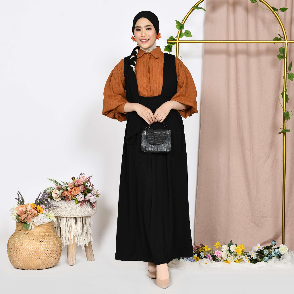 Overall rok kekinian- Long Saba Overall Dress- Korea