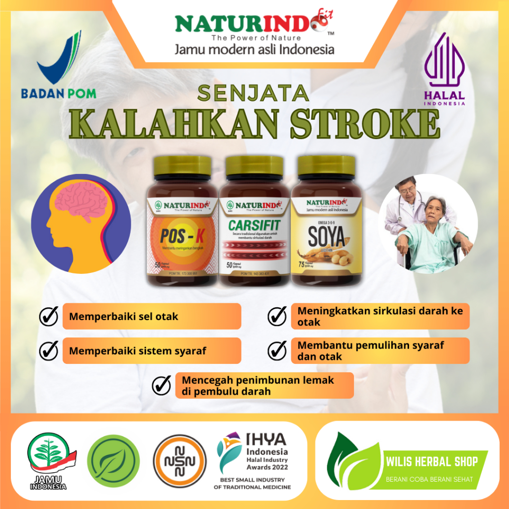 CARSIFIT Omega 3-6-9 SOYA LECITHIN POS-K Obat Herbal NATURINDO Untuk Mengobati & Perawatan Stroke