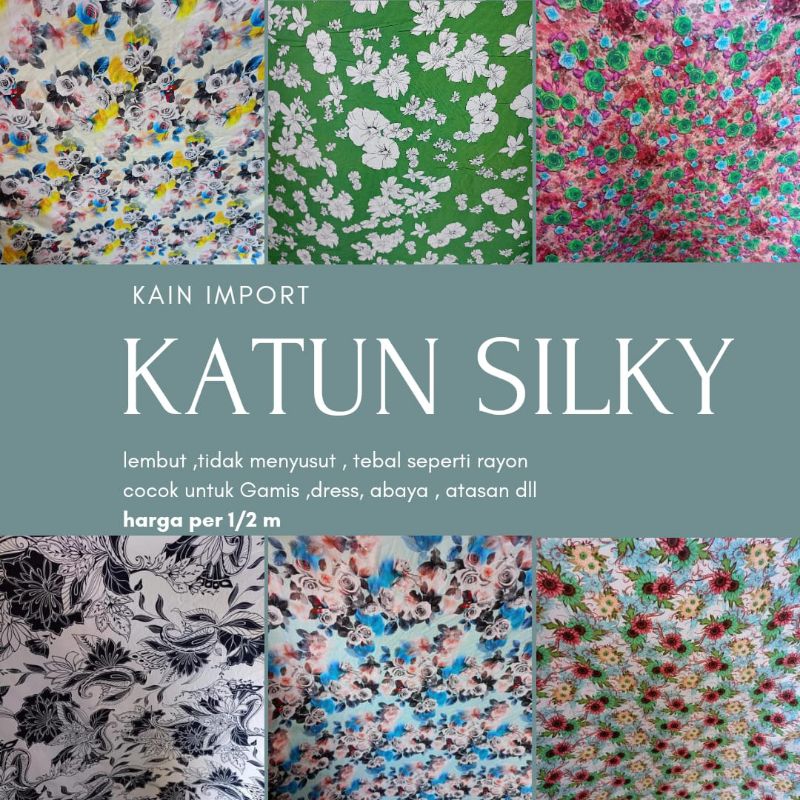 Kain katun silky motif bahan rayon silk import