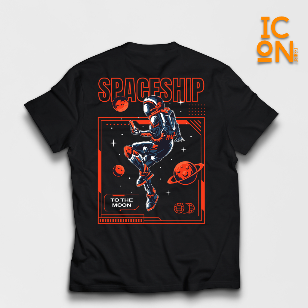 Baju Distro Kaos Nasa Bahan Katun Combed 24s Kaos Pria Wanita Astronot Spaceship Hitam