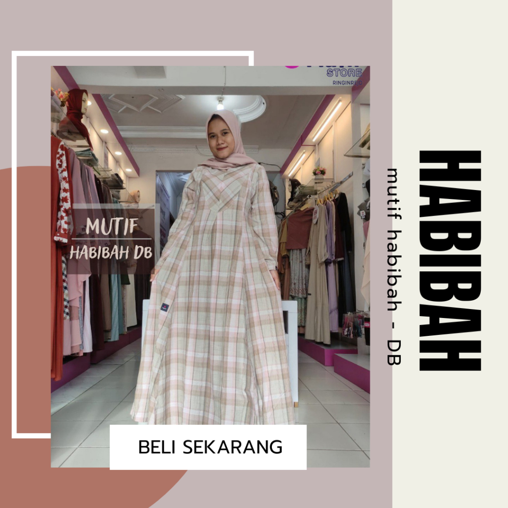 MUTIF HABIBAH DB / GAMIS MUTIF / GAMIS DEWASA / GAMIS MOTIF KOTAK KOTAK / GAMIS TERBARU / GAMIS MUTI