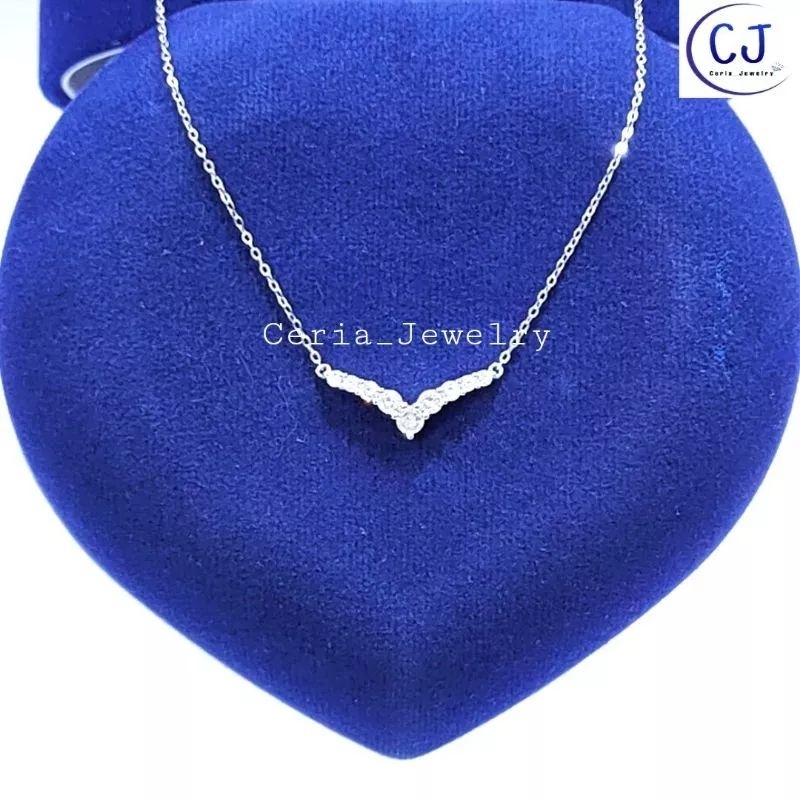 Kalung Perak Asli Silver 925 Lapis Emas Putih Asli Variasi Permata 3 - Kalung Nagita / Aurel - Fuji 